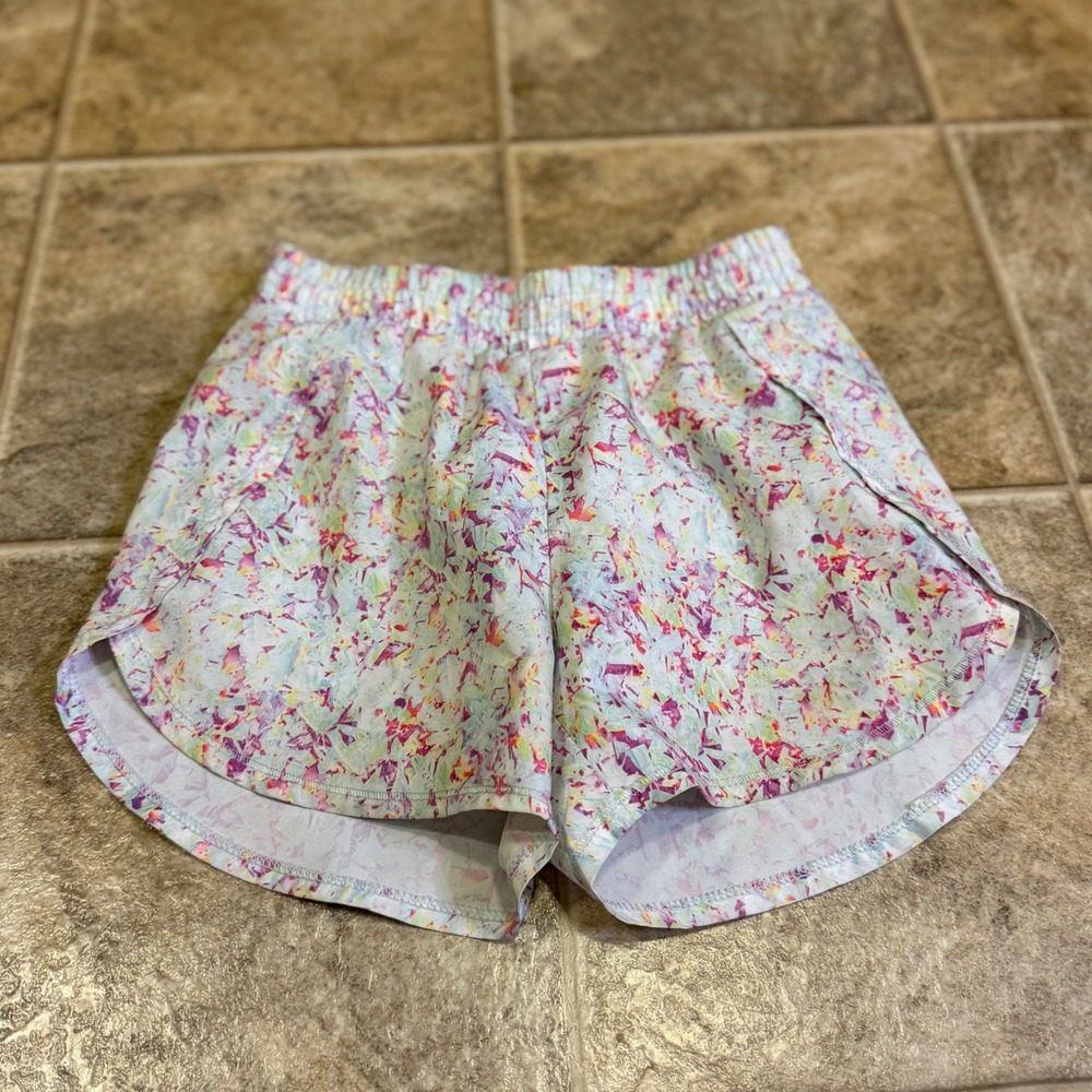 All in Motion Girls Running Shorts S 6/6X Multi Color Abstract Splatter Print